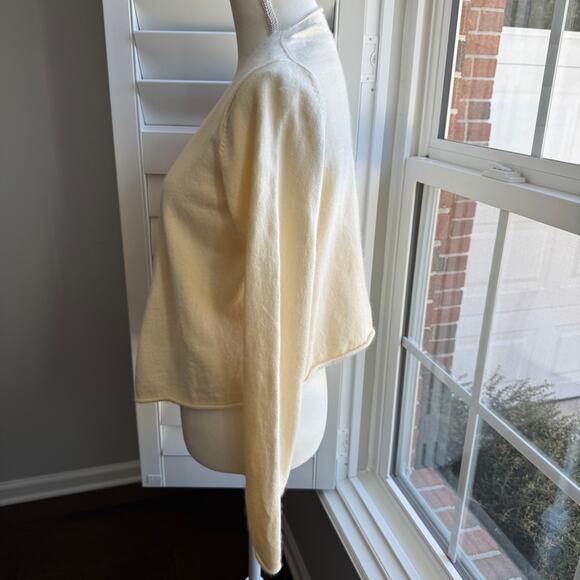 Vintage GAP Sweater Womens M Pale Yellow Open Cardigan Cotton Angora Blend Y2K - Picture 6 of 12